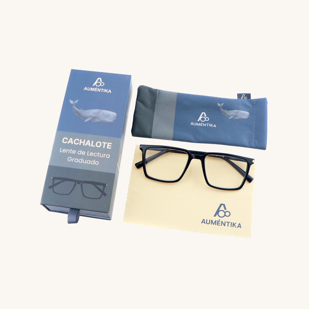set lentes de lectura aumentika modelo cachalote con caja y funda