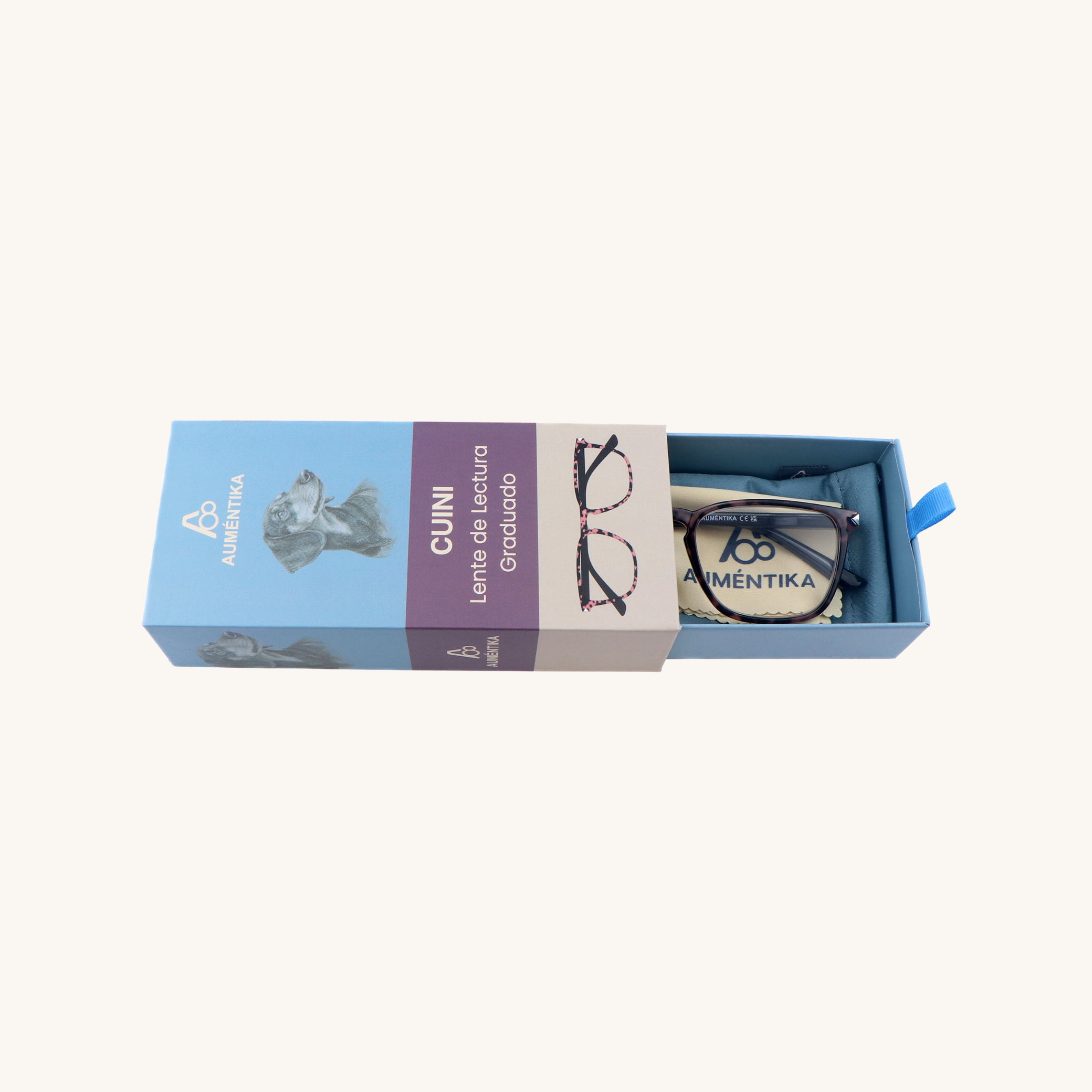 caja abierta lentes de lectura aumentika modelo cuini