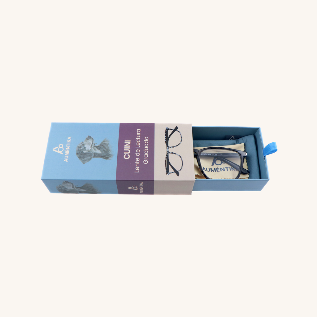 caja abierta lentes de lectura aumentika modelo cuini