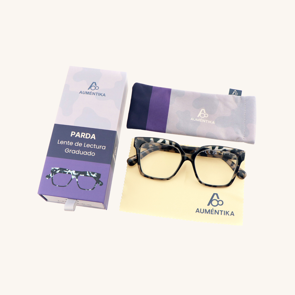 set lentes de lectura aumentika parda caja y funda