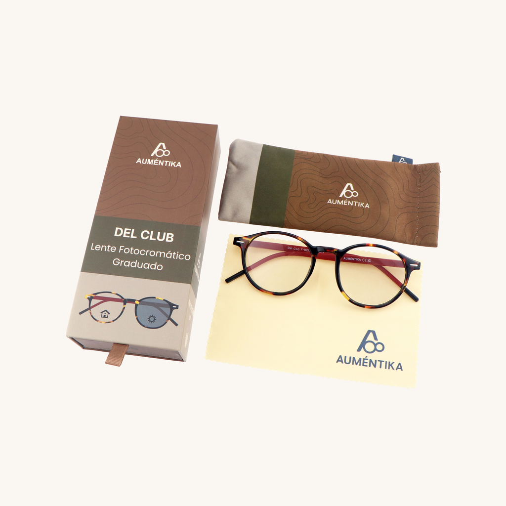 set lentes fotocromaticos con aumento aumentika modelo del club con caja y funda