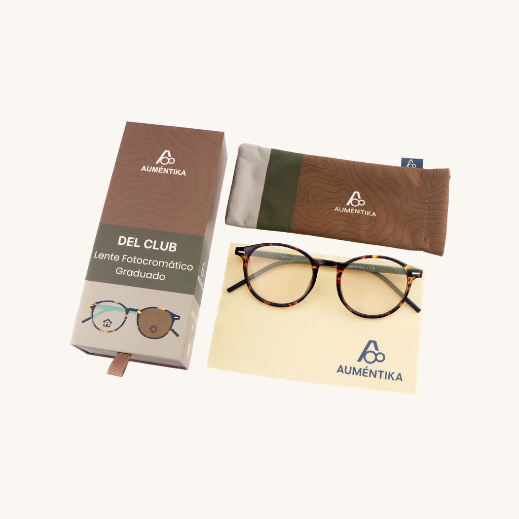 set lentes fotocromaticos con aumento aumentika modelo del club con caja y funda