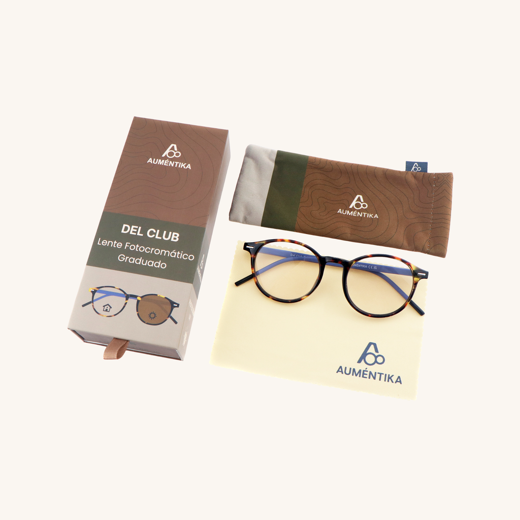 set lentes fotocromaticos con aumento aumentika modelo del club con caja y funda