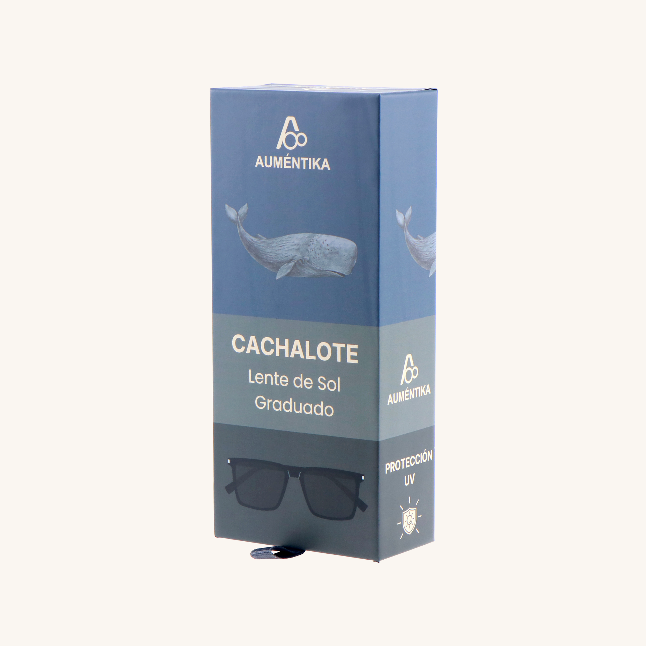 caja lentes de sol con aumento aumentika modelo cachalote