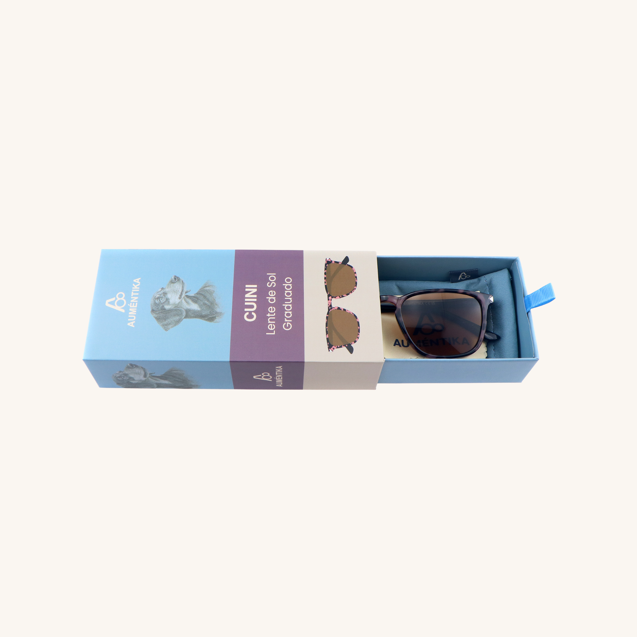 caja abierta lentes de sol con aumento aumentika modelo cuini