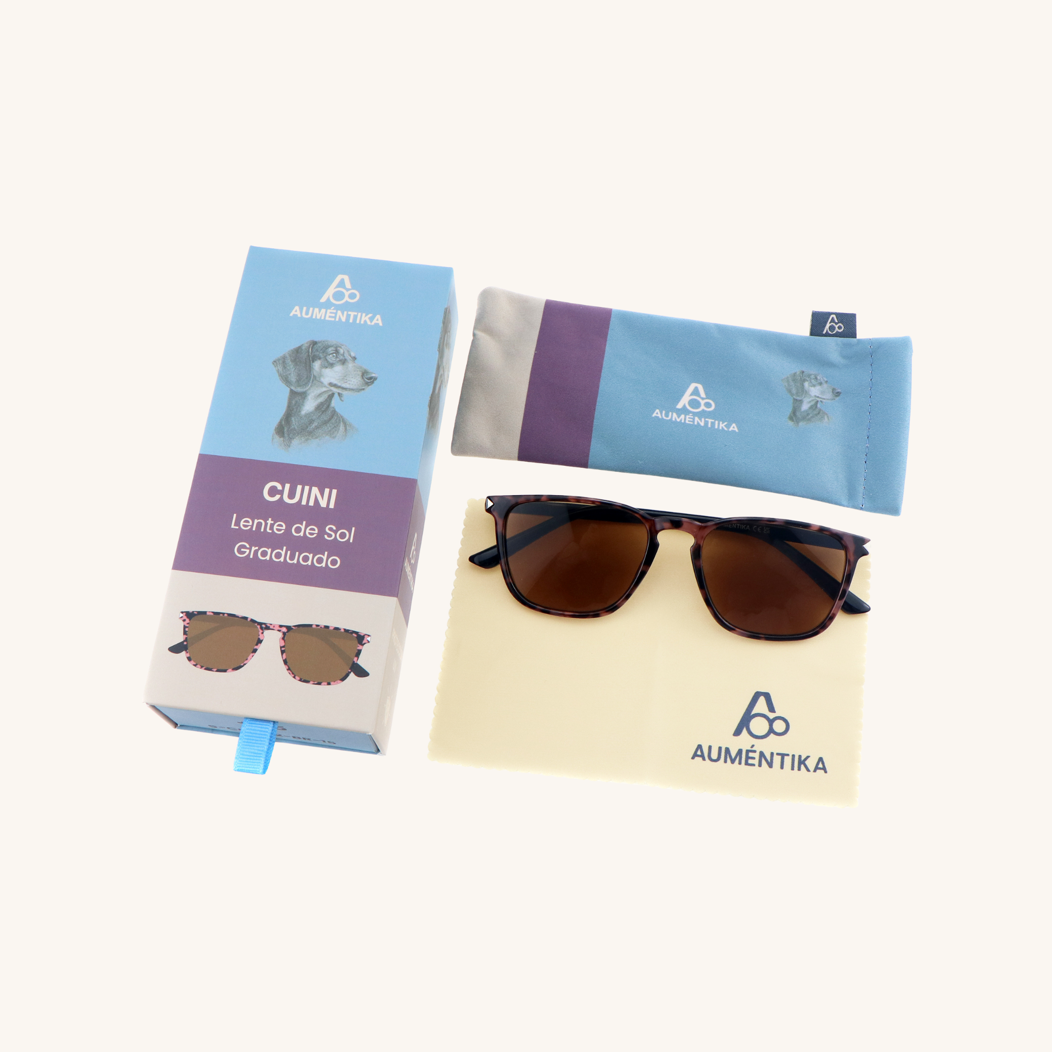 set lentes de sol con aumento aumentika modelo cuini con caja y funda
