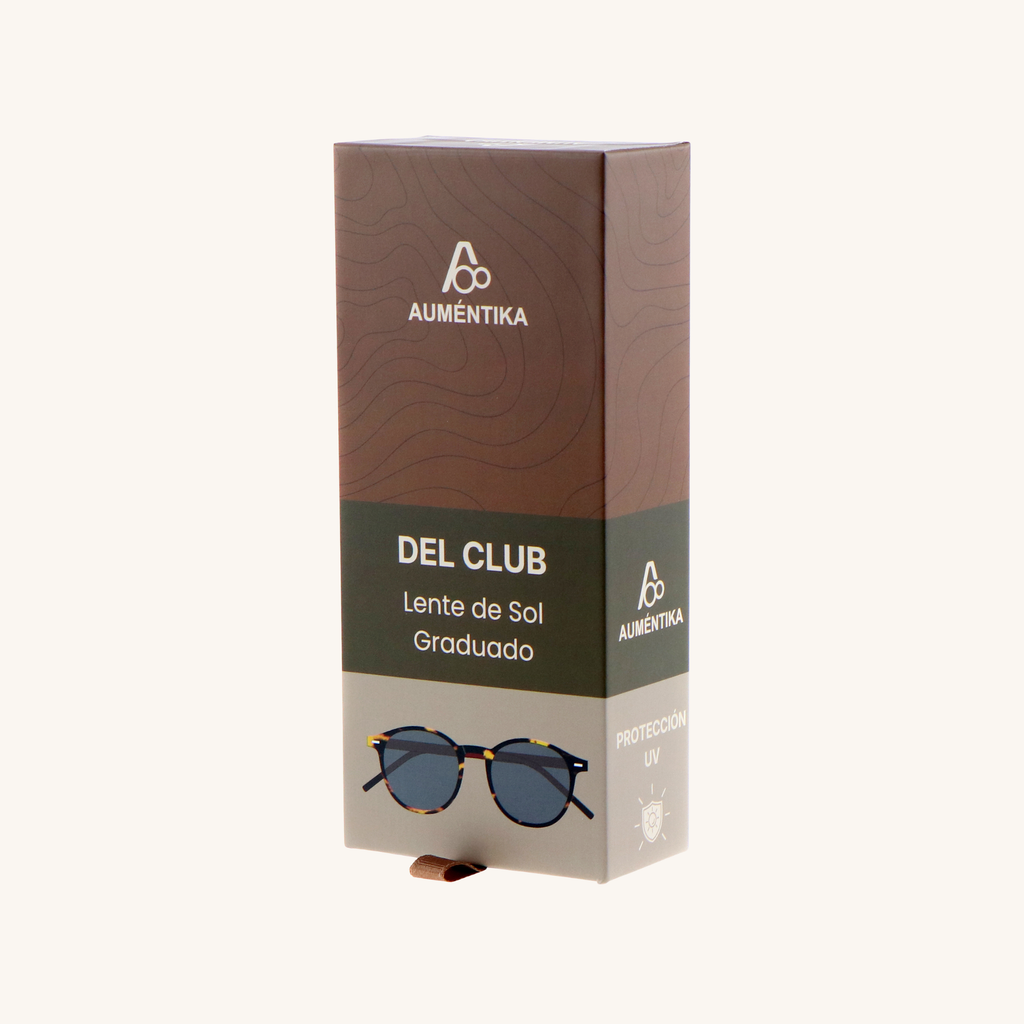 caja lentes de sol con aumento aumentika modelo del club