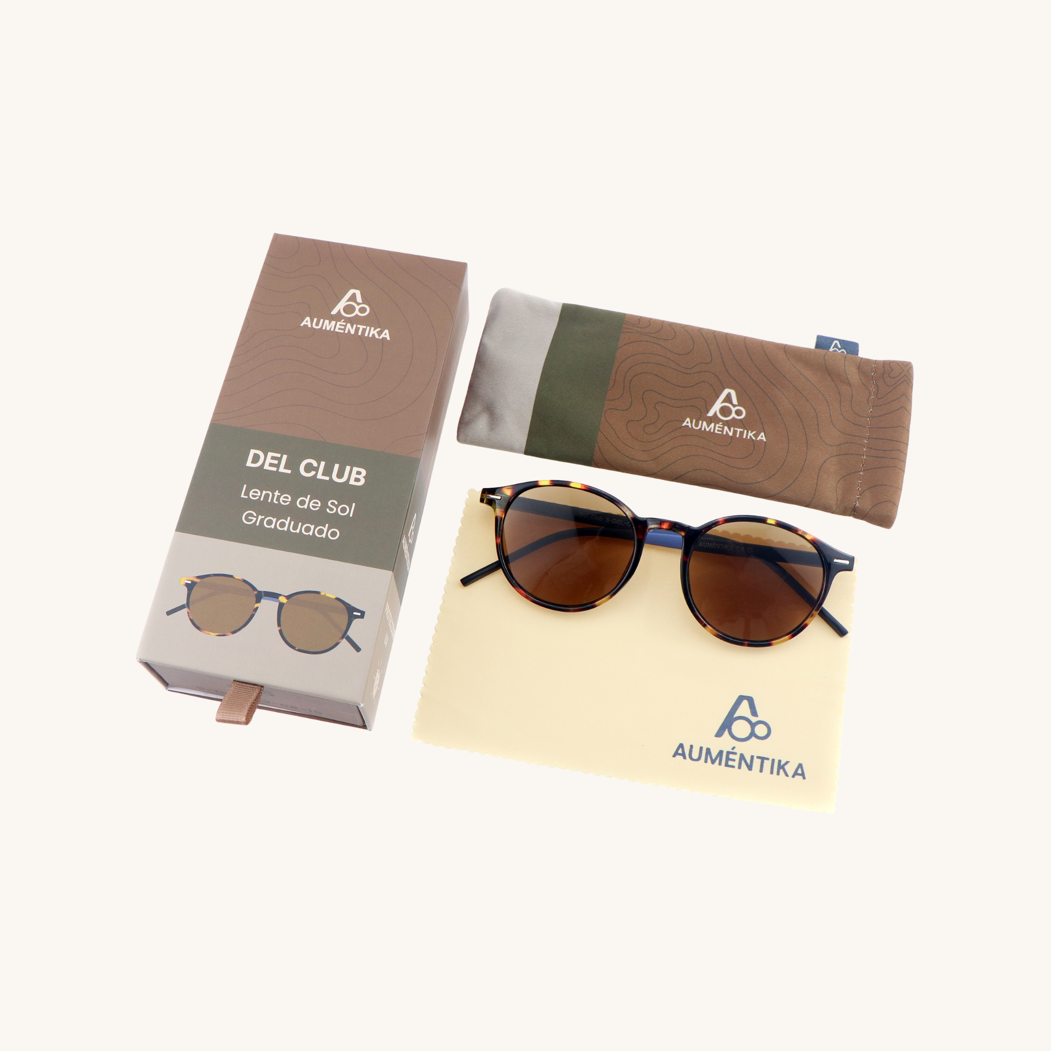 set lentes de sol con aumento aumentika modelo del club con caja y funda