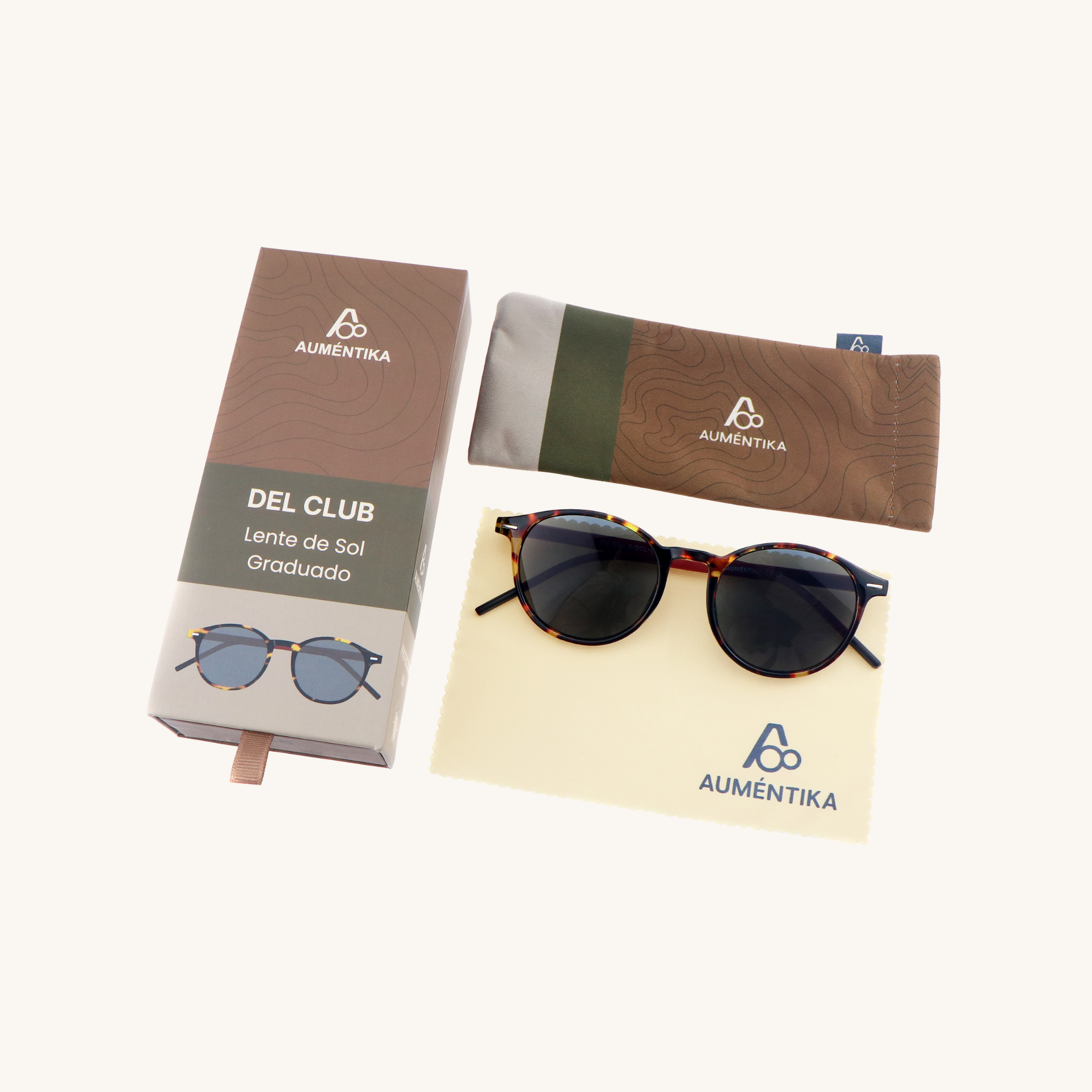 set lentes de sol con aumento aumentika modelo del club con caja y funda