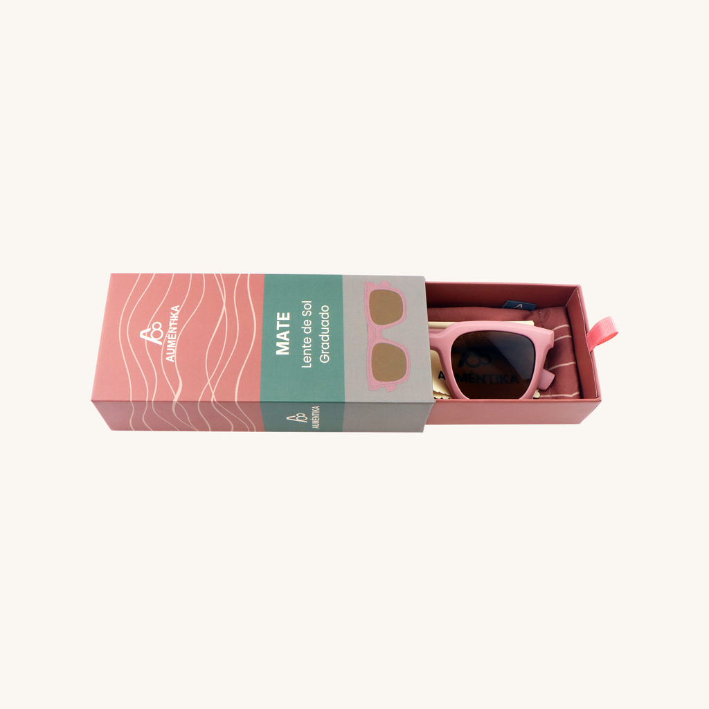 caja abierta lentes de sol con aumento aumentika modelo mate