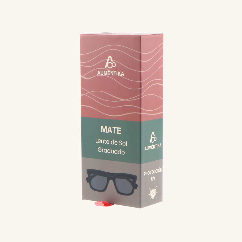 caja lentes de sol con aumento aumentika modelo mate