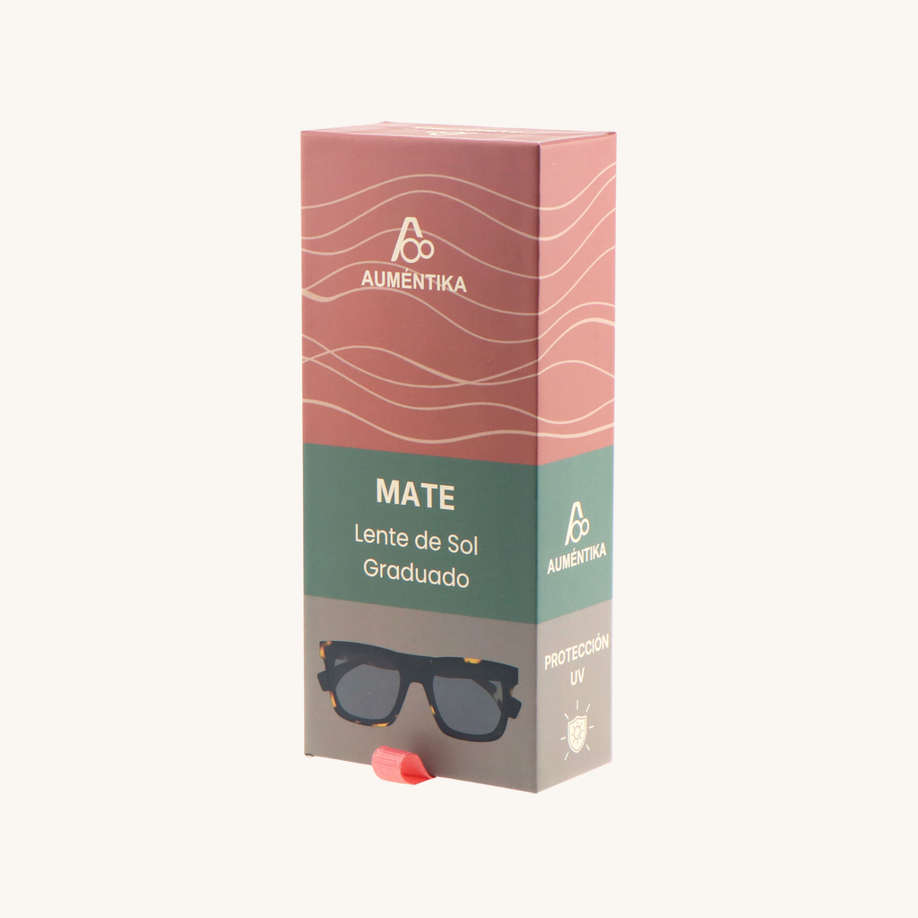 caja lentes de sol con aumento aumentika modelo mate