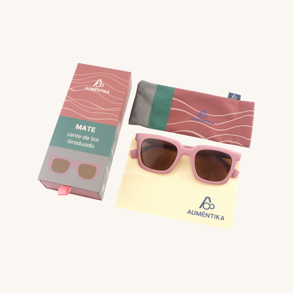 set lentes de sol con aumento aumentika modelo mate con caja y funda