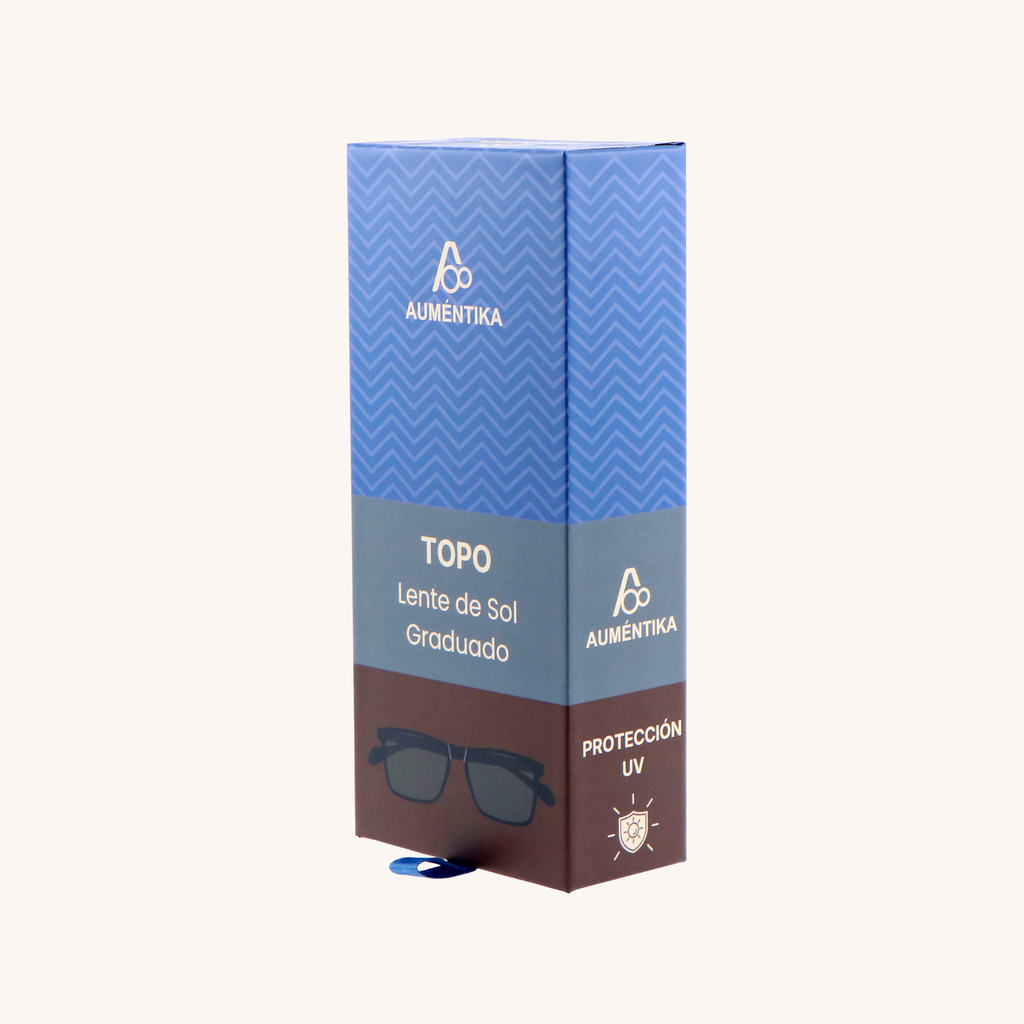 caja lentes de sol con aumento aumentika modelo topo