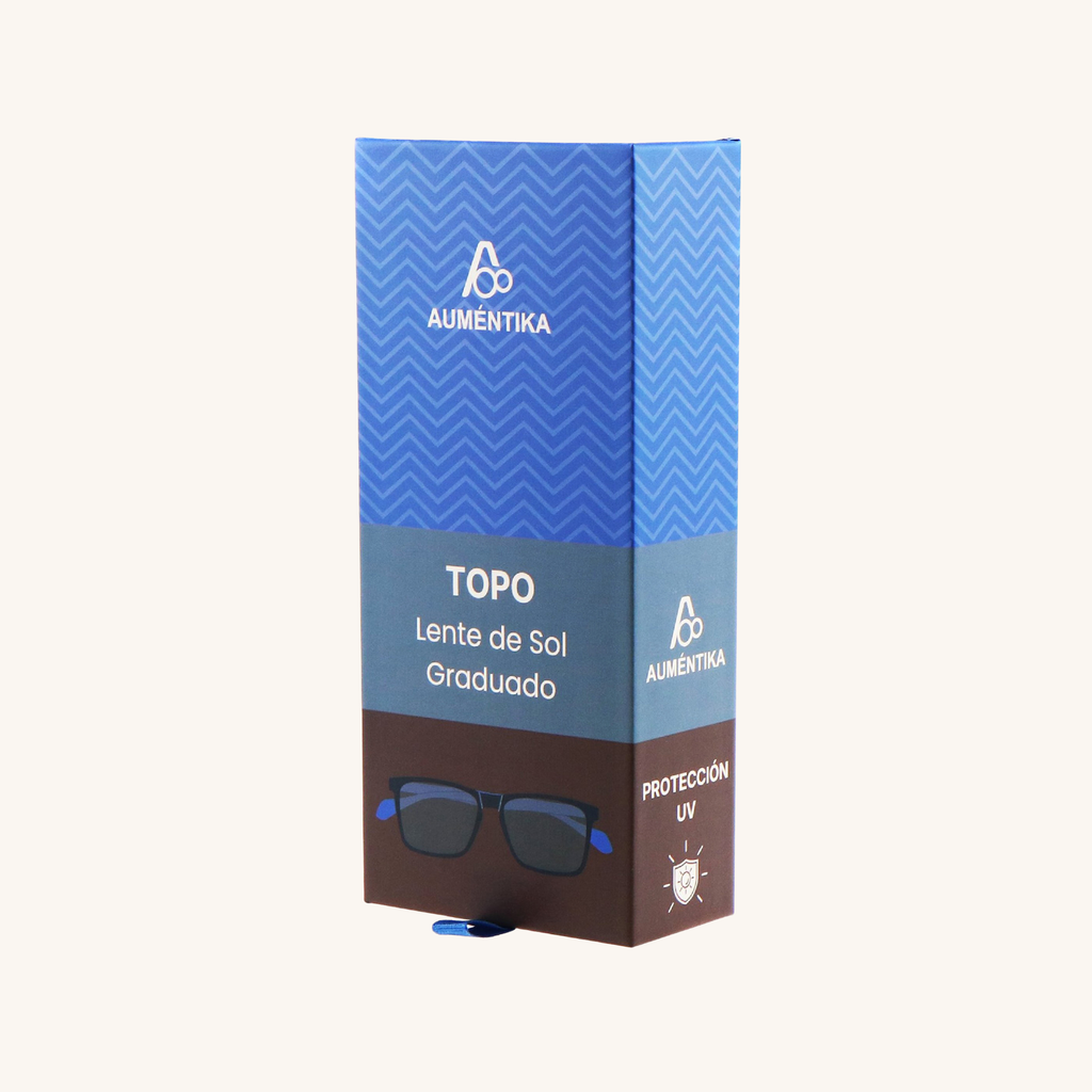 caja lentes de sol con aumento aumentika modelo topo