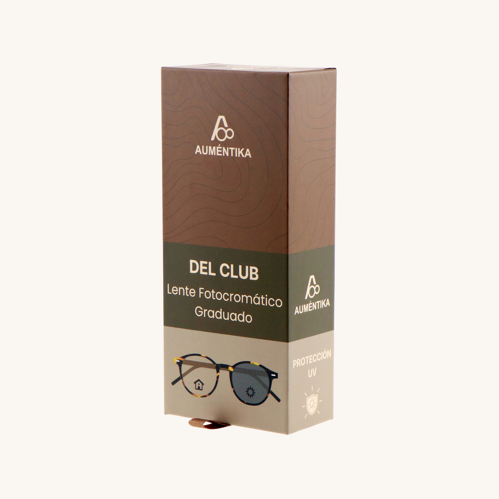 caja lentes fotocromaticos con aumento aumentika modelo del club