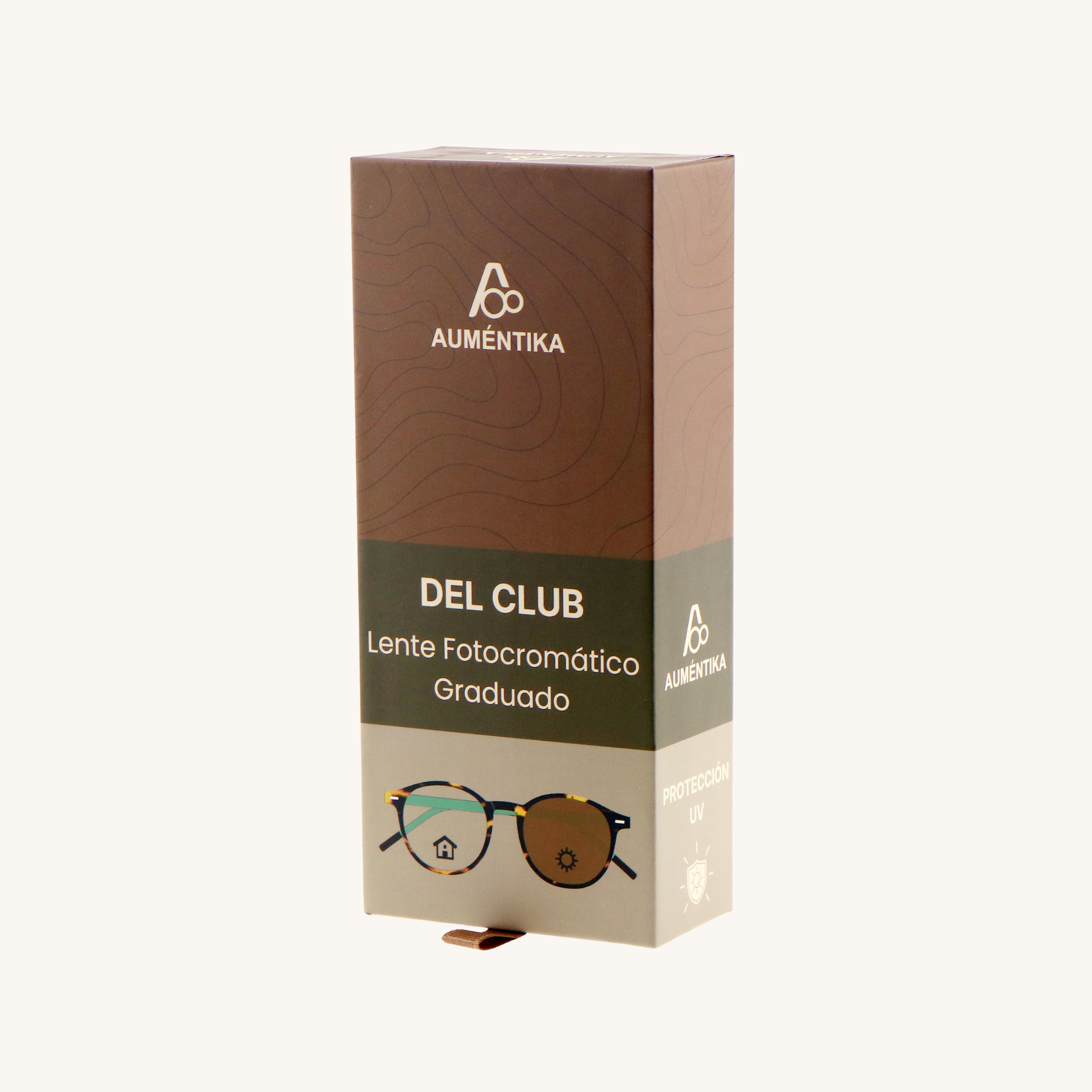 caja lentes fotocromaticos con aumento aumentika modelo del club