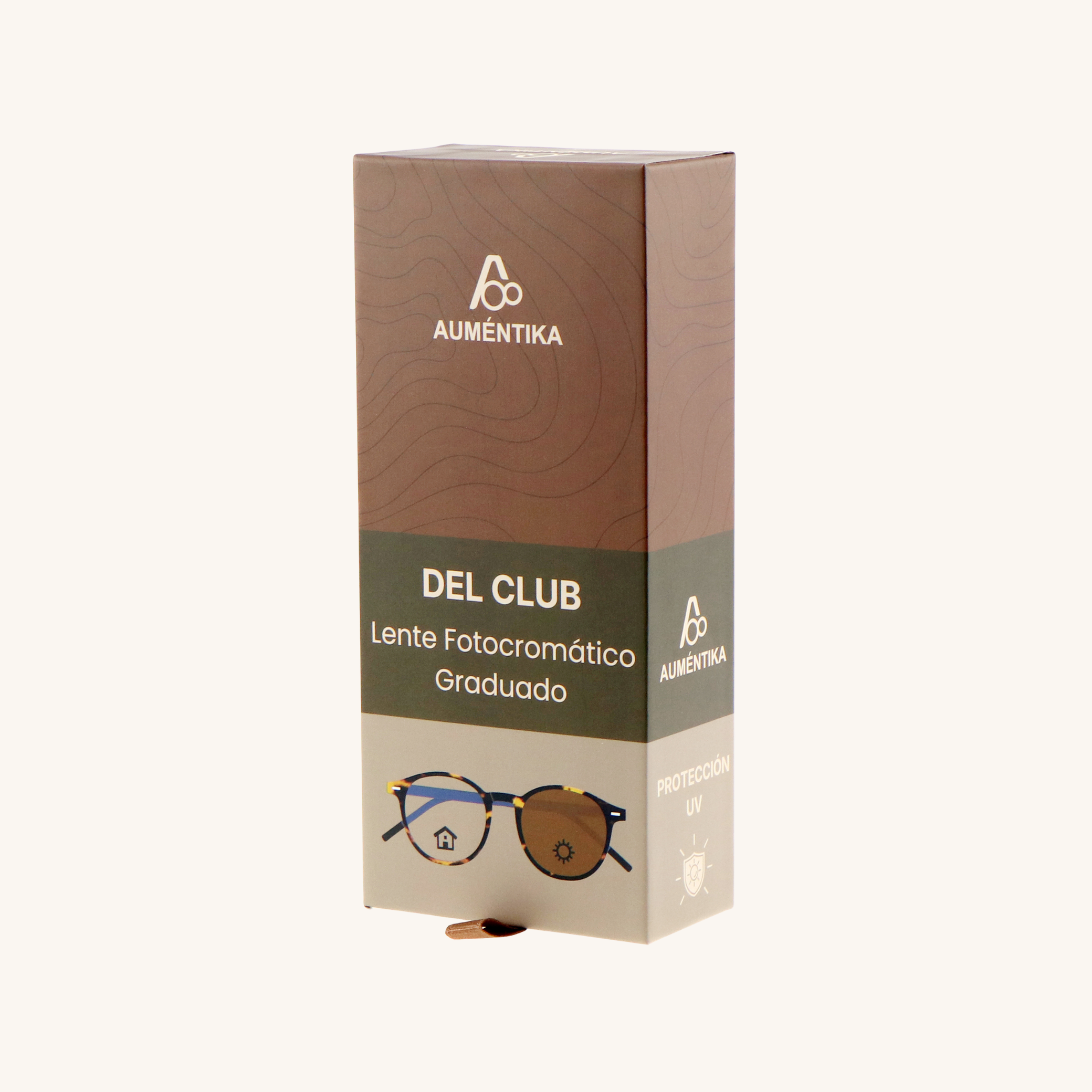 caja lentes fotocromaticos con aumento aumentika modelo del club